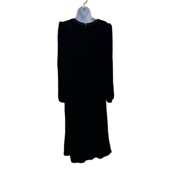 Saloni NEW Velvet Camille Bows Long Sleeve Formal Elegant Midi Dress Size 2 - Picture 9 of 12